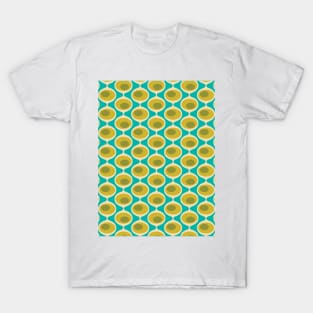 Retro Bubble Chain Pattern in Teal, Green T-Shirt
